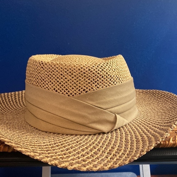 NWOT Men’s Ahead Fine Hats Sagamore Natural/Tan Gambler Straw Sun Hat Size S/M - Picture 4 of 7